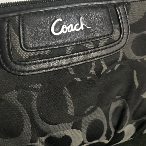 Coach Black Canvas Leather Wristlet Clutch - Picture 11 of 15